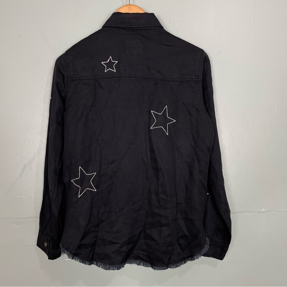 Rails Loren Black Embroidered Stars Black White Women’s Size Small Linen Blend - Picture 6 of 12